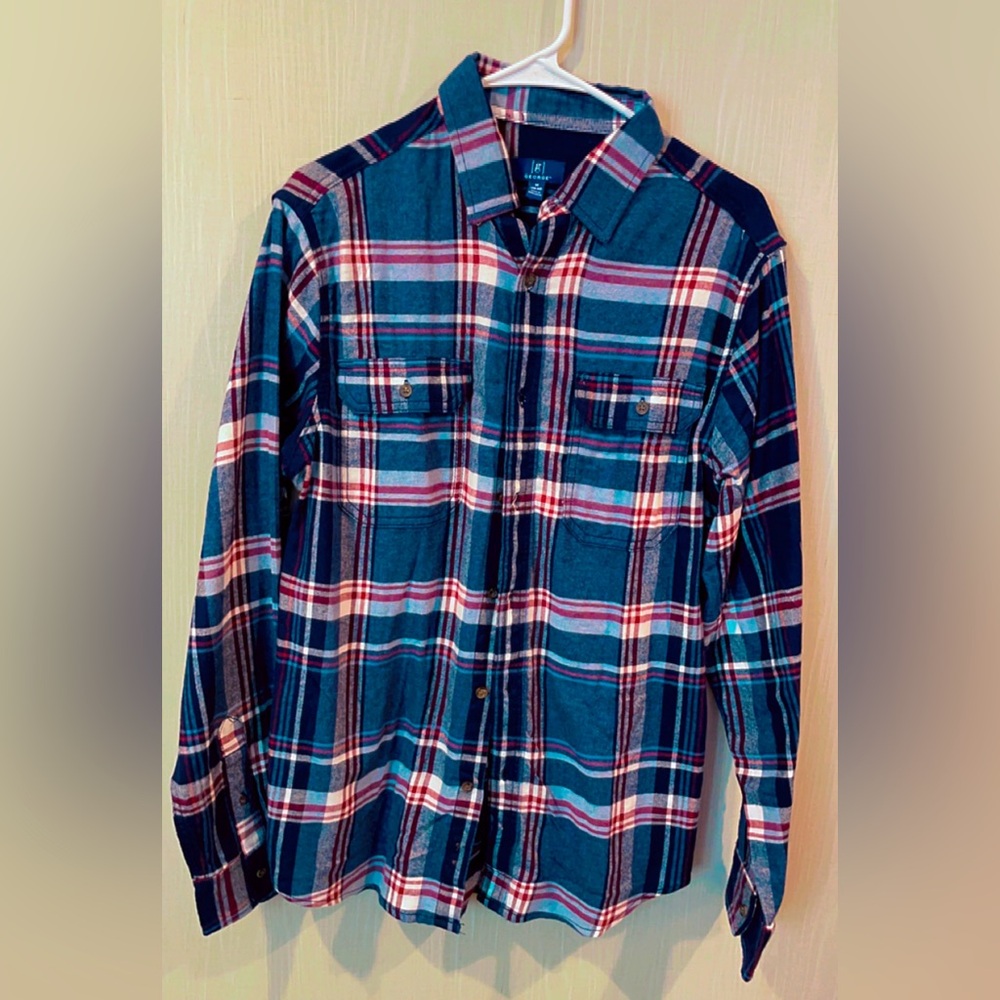 George Men Long Sleeve Flannel Shirt